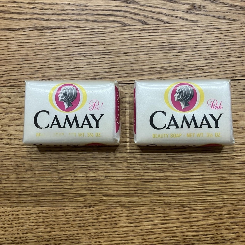 Set Of 2 Pink CAMAY Beauty Bar Soap- New Old Stock- Shelf Wear On Both Packages